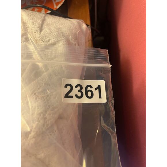 VTG Rabbit Rabbit Rabbit Designs White Dress Women's 14 Lace Elastic Waist - Picture 9 of 9